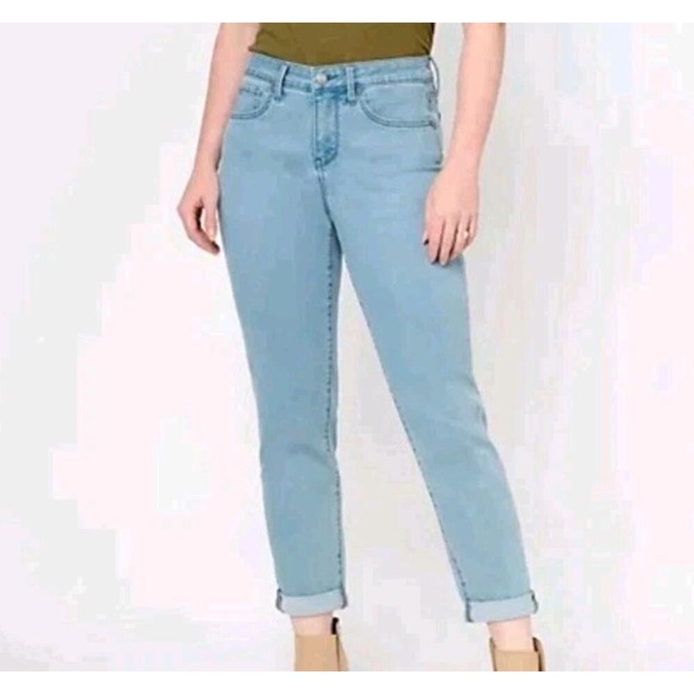 NYDJ Margot Girlfriend Jeans High Rise Light Wash Lift & Tuck Slimming Size 10